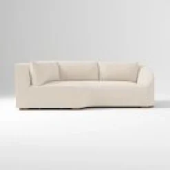 West Elm Open Box: Aviana Right-Arm Wedge Return Sofa Bench - Performance Basket Slub Sand, Cool Walnut