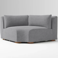 West Elm Open Box: Aviana Wedge - Performance Distressed Velvet Pewter, Cool Walnut