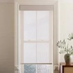 West Elm Open Box: Basketweave Unlined Light Filtering Roller Shade, 54"W x 66"L - Almond