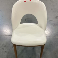 West Elm Open Box: Boerum Leather Dining Chair - Vegan Leather Snow, Burnt Wax