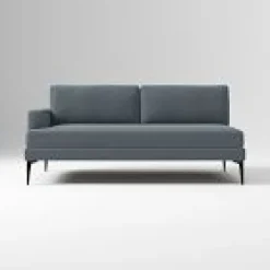 West Elm Open Box: Build Your Own Andes Sectional (Dark Pewter Legs), Left-Arm 2.5 Seater Sofa - Performance Velvet Graphite