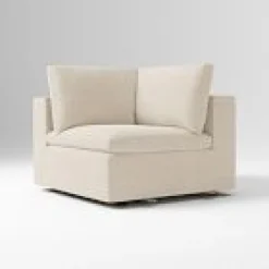 West Elm Open Box: Build Your Own - Harmony Modular Petite Sectional, Corner - Performance Distressed Velvet Sand