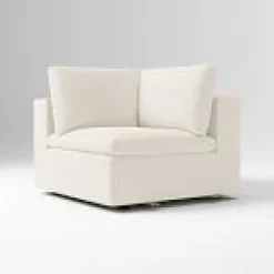 West Elm Open Box: Build Your Own Harmony Modular Petite Sectional, Corner - Performance Coastal Linen Alabaster