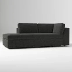 West Elm Open Box: Build Your Own - Harris Sectional, Left-Arm Terminal Chaise - Chunky Chenille Black