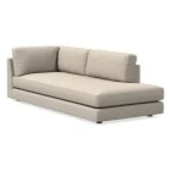 West Elm Open Box: Build Your Own Haven Sectional, Right Arm Bumper Chaise - Performance Distressed Velvet Sand