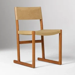 West Elm Open Box: Clyde Dining Chair - Ludlow Leather Cumin