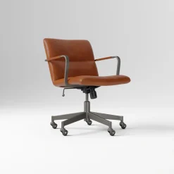 West Elm Open Box: Cooper Mid-Century Office Chair - Saddle Leather Nut, Dark Bronze