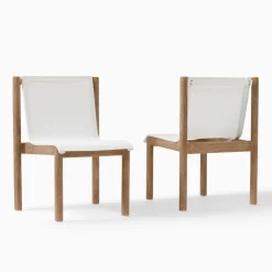 West Elm Open Box: Cusco Outdoor Textilene® Stacking Dining Chair, Set of 2 - Driftwood