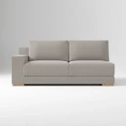 West Elm Open Box: Dalton Left-Arm 2 Seater Sofa (68") - Performance Velvet Silver, Almond