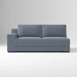 West Elm Open Box: Dalton Left-Arm 2.5 Seater Sofa (78") - Performance Coastal Linen Graphite, Black