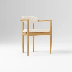 West Elm Open Box: Edison Dining Arm Chair - Performance Basket Slub Alabaster, Blonde