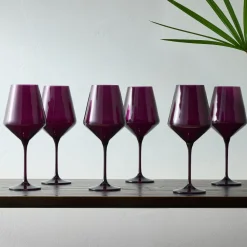 West Elm Open Box: Estelle Colored Glass Stemmed Wine Glasses (Set of 6) - Amethyst