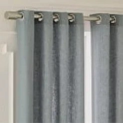 West Elm Open Box: European Flax Linen Grommet Light Filtering Curtain (48"W x 84"L) - Steel Blue