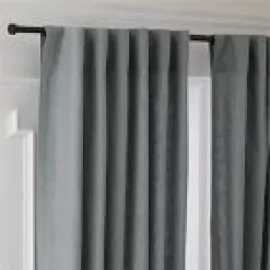 West Elm Open Box: European Flax Linen Light Filtering Curtain (48"W x 96"L) - Steel Blue