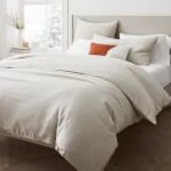 West Elm Open Box: European Flax Linen Pom Pom Duvet, Twin/Twin XL - Natural Flax