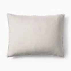 West Elm Open Box: European Flax Linen Pom Pom Sham, Standard - Natural Flax