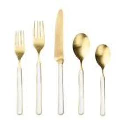 West Elm Open Box: Fantasia Ice Gold Flatware Set, 5-Piece - Porcelain
