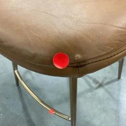 West Elm Open Box: Finley Leather Counter Stool (26") - Saddle Leather Nut, Champagne Bronze