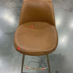 West Elm Open Box: Finley Leather Counter Stool (26") - Saddle Leather Nut, Champagne Bronze