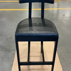 West Elm Open Box: Flint leather Bar Stool - Black