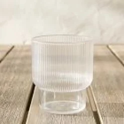West Elm Open Box: Fluted Acrylic Short Drinking Glass Set, Set of 4 - Clear