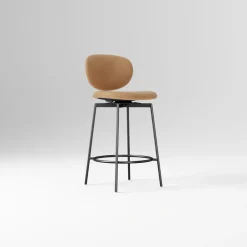 West Elm Open Box: Flynn Leather Counter Stool (26") - Ludlow Leather Cumin, Dark Bronze