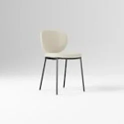 West Elm Open Box: Flynn Leather Dining Chair - Vegan Leather Snow, Dark Bronze