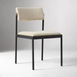West Elm Open Box: Freeman Pivot Dining Chair - Performance Distressed Velvet Sand, Textured Antique Bronze