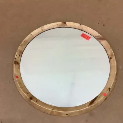 West Elm Open Box: Geo Burled Wood Round Wall Mirror (30") - Light Burled