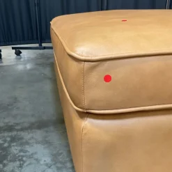 West Elm Open Box: Hamilton Leather Ottoman - Charme Leather Burnt Sienna, Almond