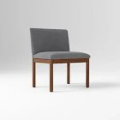 West Elm Open Box: Hargrove Armless Single Banquette - Performance Coastal Linen Pewter, Cool Walnut