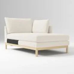 West Elm Open Box: Hargrove Right Arm Chaise - Performance Coastal Linen Alabaster, Dune