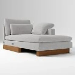 West Elm Open Box: Harmony Extra Deep Right-Arm Chaise - Performance Chenille Tweed, Storm Gray