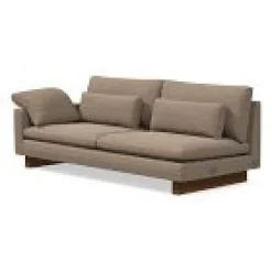 West Elm Open Box: Harmony Left-Arm 3-Seater Sofa - Performance Velvet, Mocha, Dark Walnut