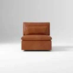 West Elm Open Box: Harmony Modular Armless Single - Saddle Leather Nut