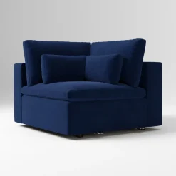 West Elm Open Box: Harmony Modular Corner - Performance Velvet Ink Blue