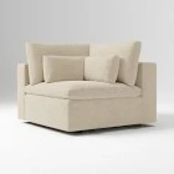 West Elm Open Box: Harmony Modular Corner - Performance+ Yarn Dyed Linen Weave Sand