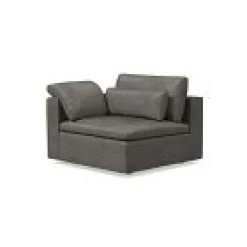 West Elm Open Box: Harmony Modular Leather 1-Arm Chair - Ludlow Leather Gray Smoke