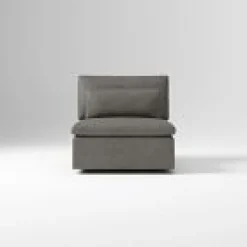West Elm Open Box: Harmony Modular Leather Armless Single - Gray Smoke