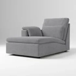 West Elm Open Box: Harmony Modular Motion Left Chaise, Down Blend - Performance Distressed Velvet, Pewter