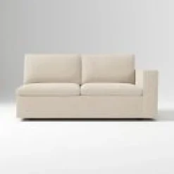 West Elm Open Box: Harmony Modular Petite Right-Arm 2 Seater Sofa - Performance Distressed Velvet Sand