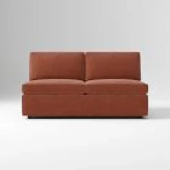 West Elm Open Box: Harris Armless Double - Performance Distressed Velvet Burnt Umber