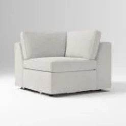 West Elm Open Box: Harris Corner - Performance Distressed Velvet Silver