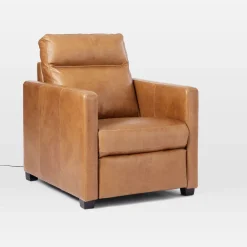 West Elm Open Box: Harris Leather Power Recliner - Saddle Leather Nut, Chocolate