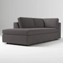 West Elm Open Box: Harris Left-Arm Bumper Chaise - Performance Basket Slub Pewter