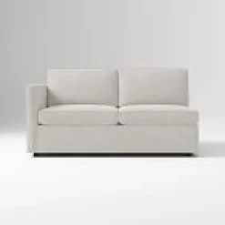 West Elm Open Box: Harris Left Arm 2 Seater Sofa (65"), Multi Cushions - Performance Distressed Velvet Silver