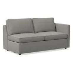West Elm Open Box: Harris Petite Right Arm, 2 Seater Sofa (65"), Multi Cushion - Performance Washed Canvas Storm Gray