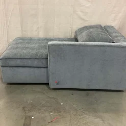 West Elm Open Box: Harris Right-Arm Storage Chaise - Performance Distressed Velvet Pewter