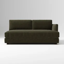 West Elm Open Box: Haven Extra Deep Right-Arm 2 Seater Sofa Bench - Performance Distressed Velvet Juniper