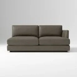 West Elm Open Box: Haven Right-Arm 2 Seater Sofa - Ludlow Leather Gray Smoke